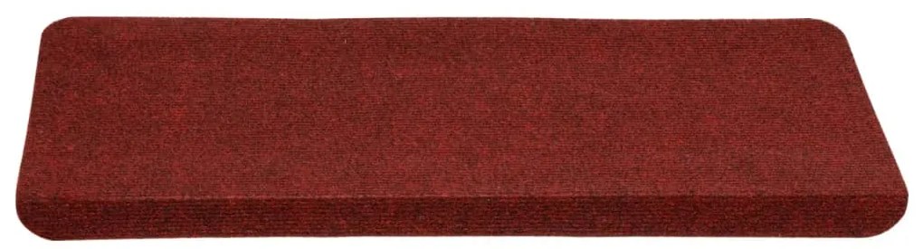 Tapetes de escada autoadesivos 15 pcs 65x24,5x3,5 cm vermelho