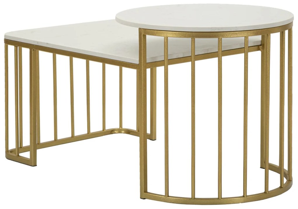 MESA DE CENTRO ANKARA 90X50X50 CM DOURADA E BRANCA