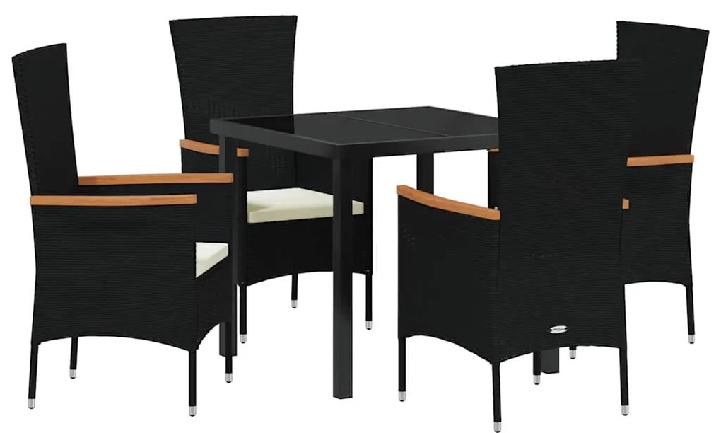 Conjunto de Jantar de Jardim 5 pcs Preto 80 x 80 x 73 cm