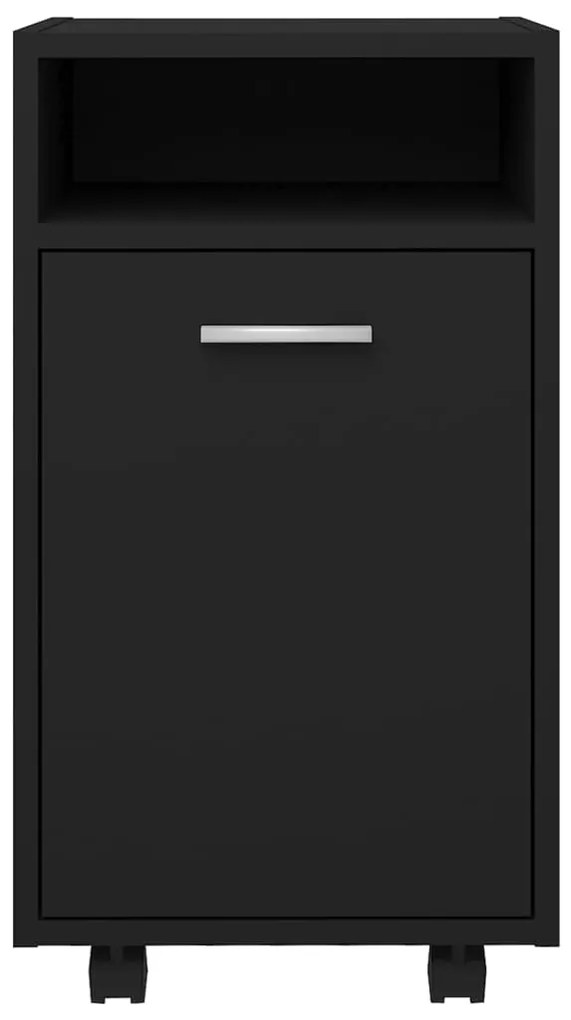 Móvel de apoio com rodas 33x38x60 cm contraplacado preto