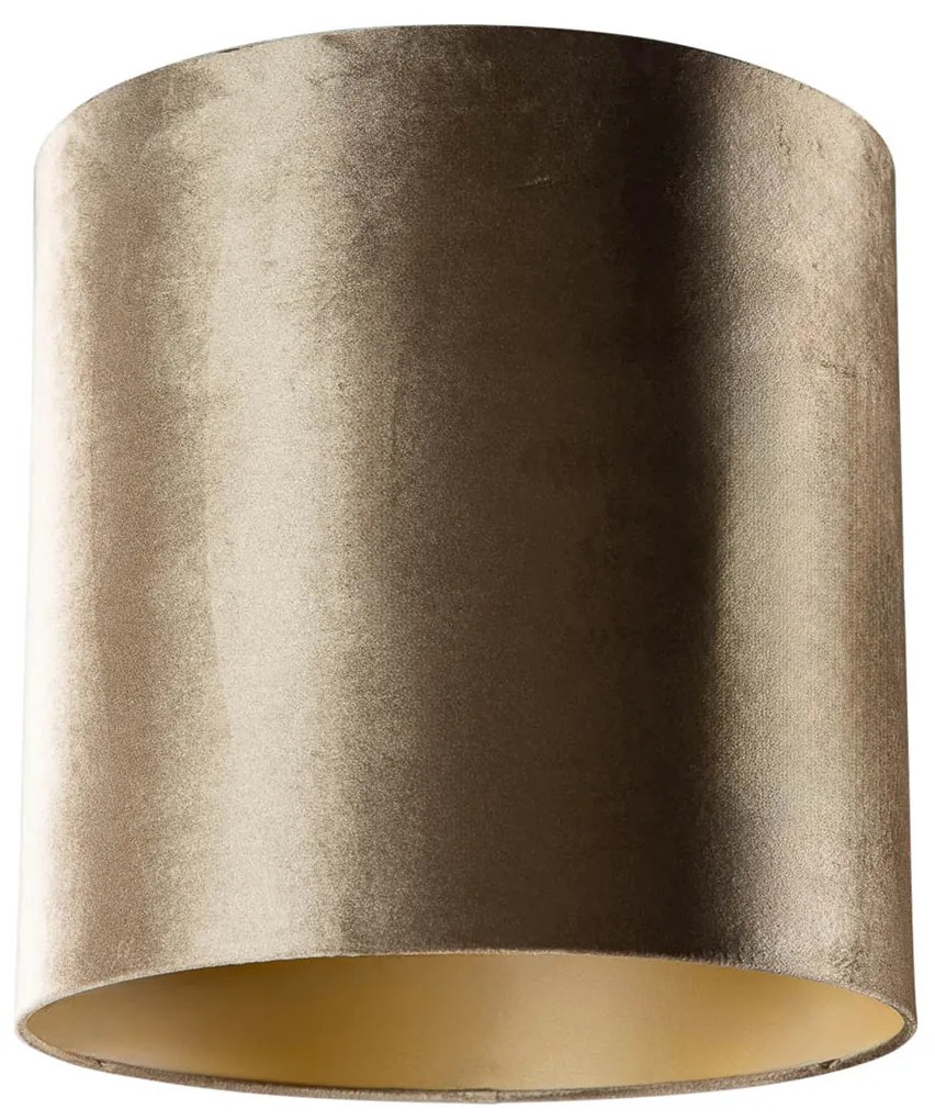 Abajur de Veludo Bronze com Interior Dourado 40/40/40