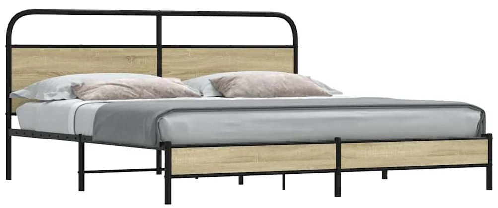 vidaXL Estrutura de cama sem colchão 183x213cm metal carvalho sonoma
