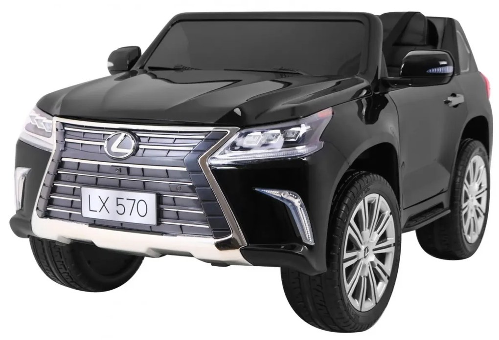 Carro elétrico para Crianças 24V 4x4 2 Lugares Lexus LX570 Rodas de EVA, Assento de couro Preto Pintado