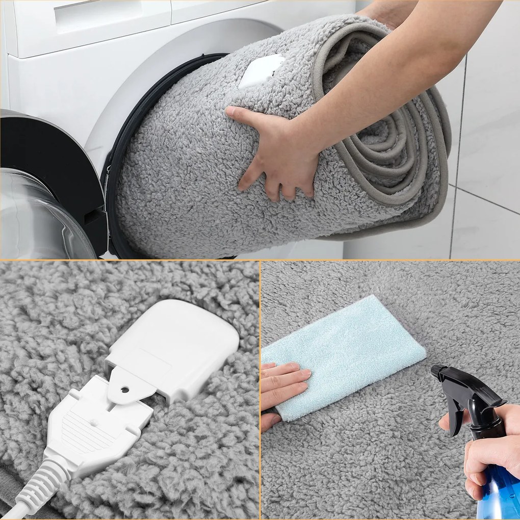 Manta aquecida em velo 180 x 130 cm Cinzento