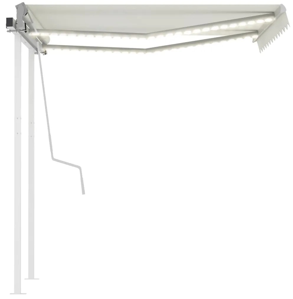 Toldo retrátil manual com LED 3x2,5 m cor creme
