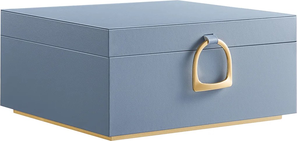 Caixa para joias de 2 níveis com pega 20,5 x 24 x 11 cm – Ideia para presente azul nevoeiro