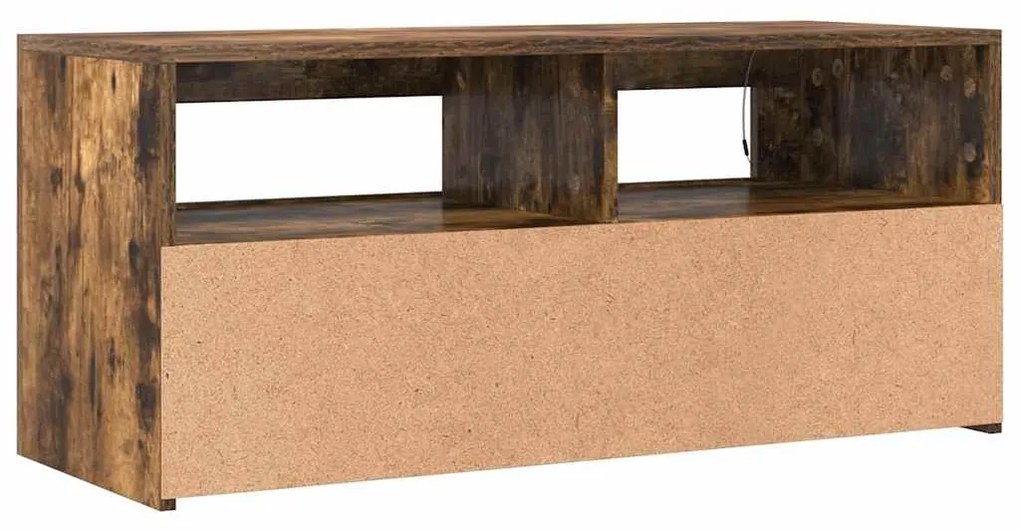 Móvel de TV com luzes LED 90x35x40 cm carvalho fumado