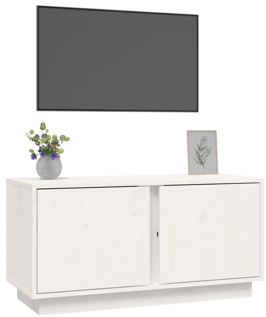 Móvel de TV 80x35x40,5 cm madeira de pinho maciça branco