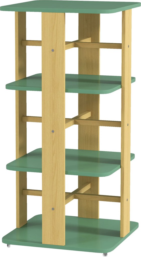 Estante infantil com rodas 48C x 48L x 99,5A cm, estante para livros infantis de 3 níveis para sala de jogos, quarto de criança, verde