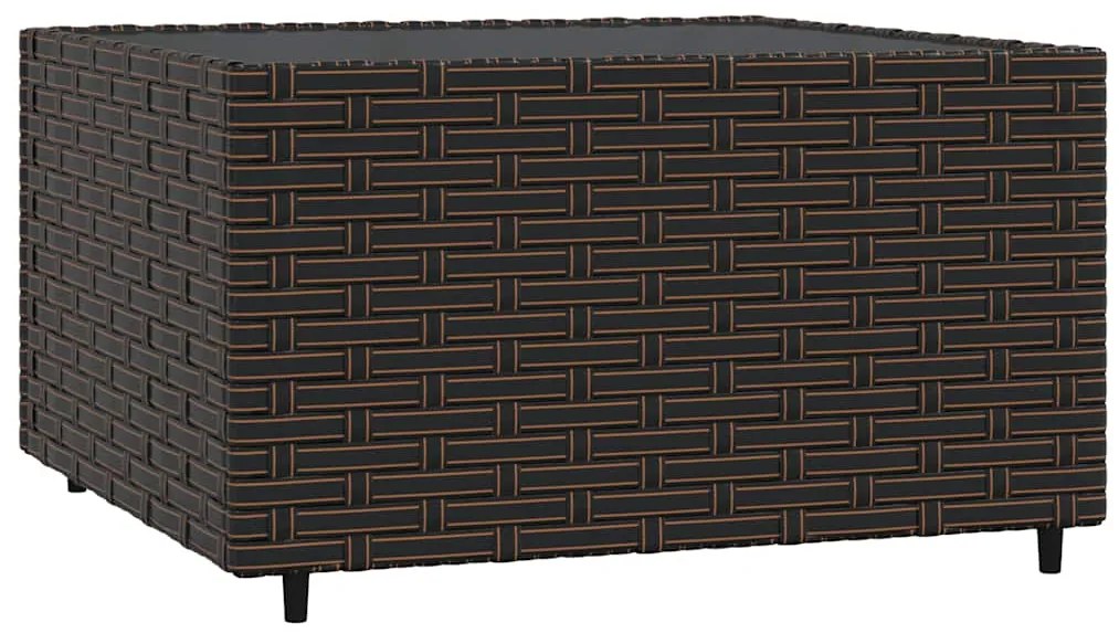 3 pcs conjunto lounge jardim c/ almofadões vime PE castanho