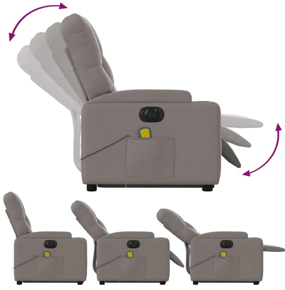 Poltrona elétrica elevatória massagens tecido cinza-acastanhado