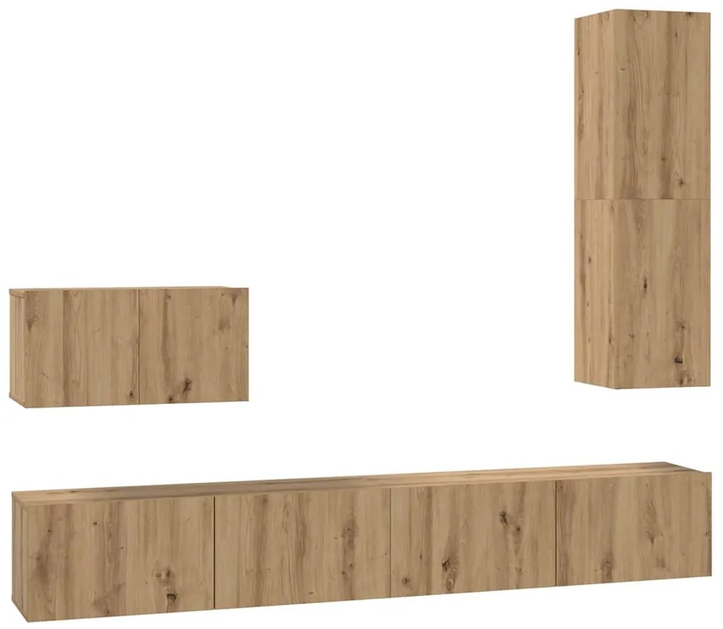 Conjunto de Estantes para TV 4 pcs carvalho artisiano Médio