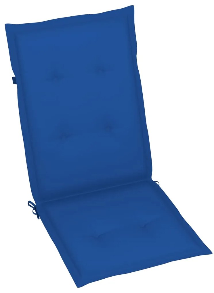Cadeiras de jardim c/ almofadões azul real 2 pcs teca maciça