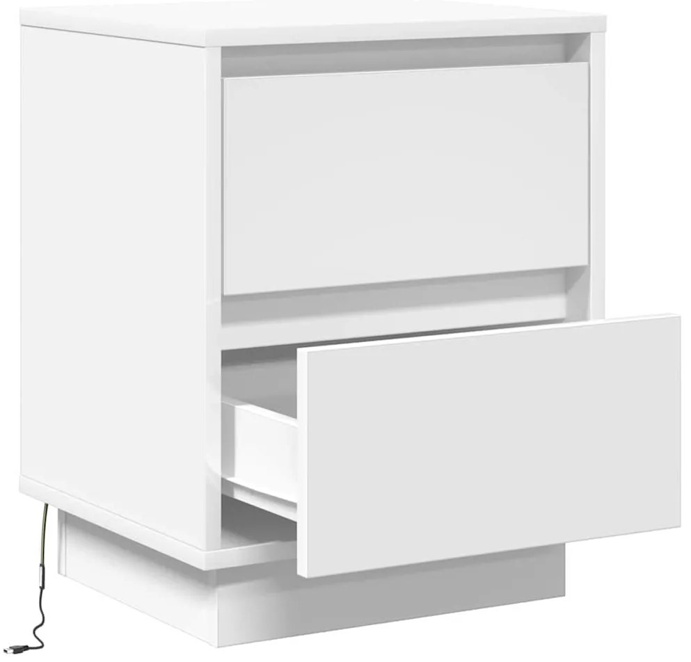 Mesa de Cabeceira com Luzes LED Brancas 39x34,5x50 cm