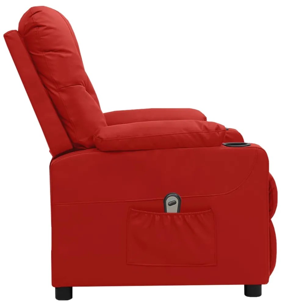 Poltrona reclinável elétrica couro artificial vermelho tinto