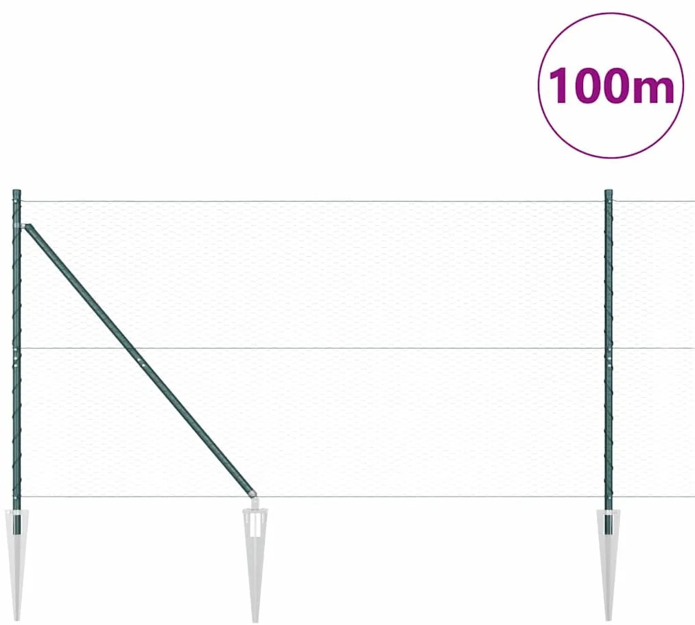 Cerca Hexagonal vidaXL Verde 1.4x100 m Aço