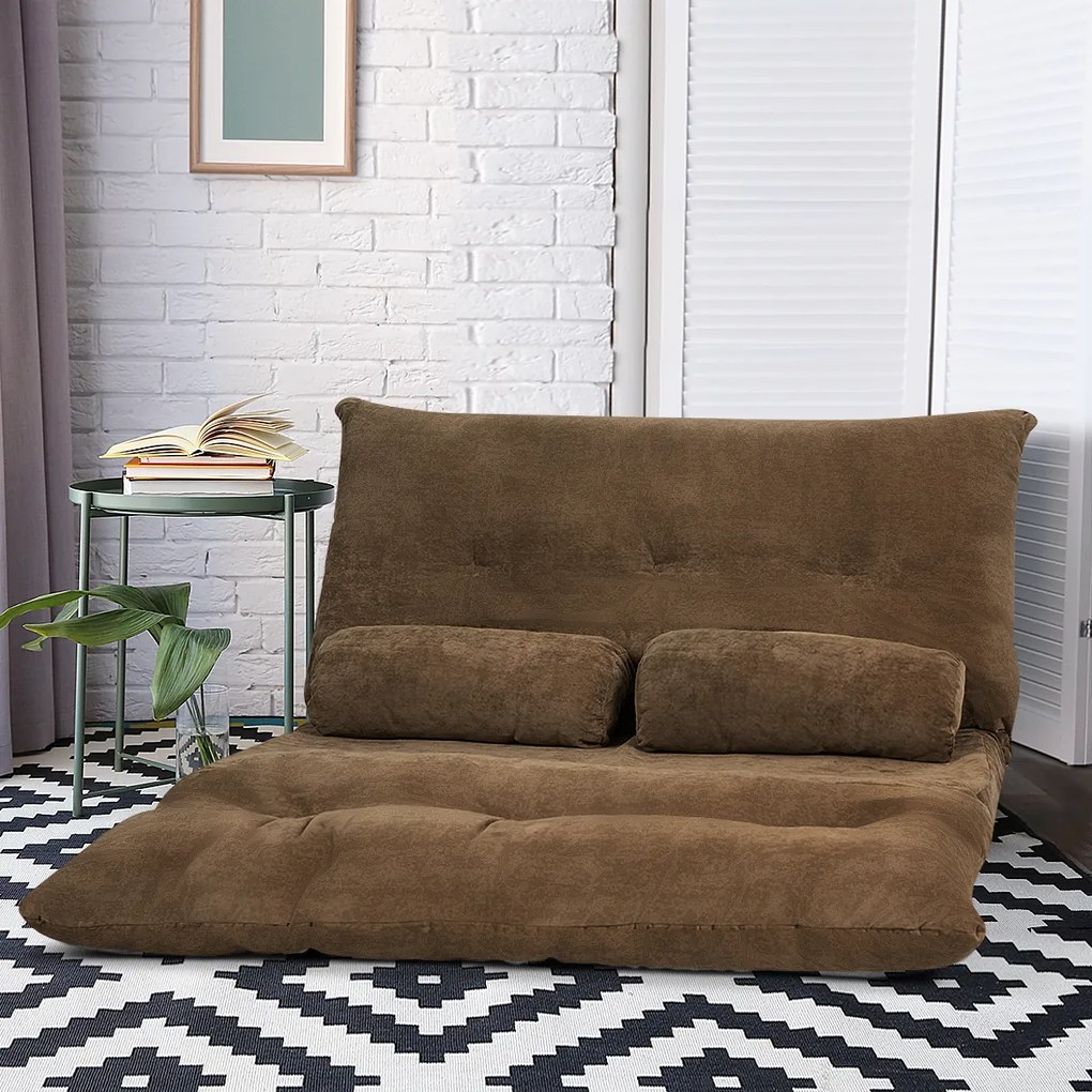 Sofá Cama de sofá Flush Sofá Cama Multifuncional Ajustável em 6 Posições com 2 Almofadas Forro de Camurça para Quarto Sala de Estar Varanda Café