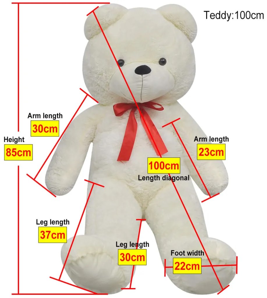 Urso de peluche XXL 85 cm branco