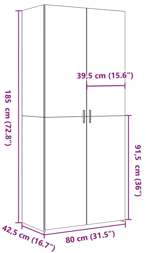 Armário alto 80x42,5x185 cm deriv. de madeira carvalho sonoma