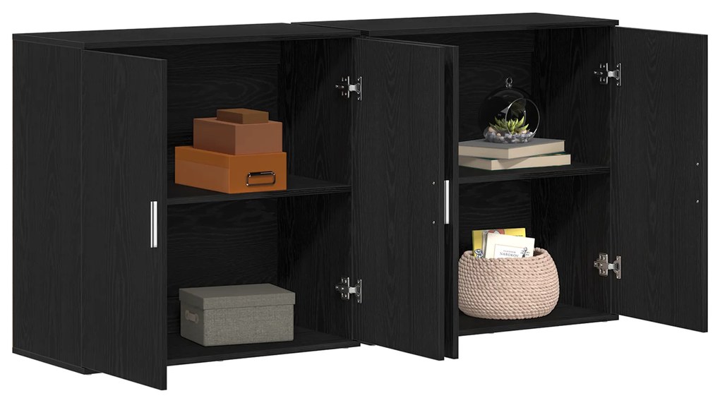 Buffets 2 pcs Carvalho Preto 79x38x80 cm Madeira de engenharia