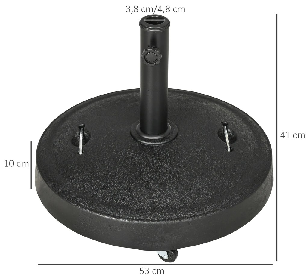 Base para Chapéu de Sol de Resina 23,5 kg com Rodas e Alça Retrátil Ba