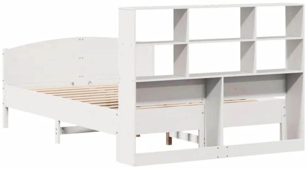 Cama com estante sem colchão 120x190 cm pinho maciço branco