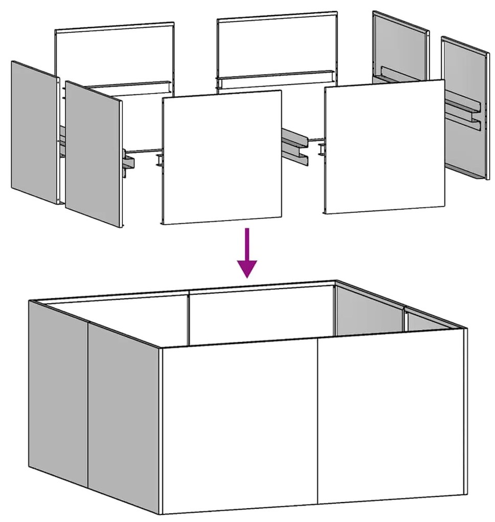 Planter 80x80x40 cm aço galvanizado