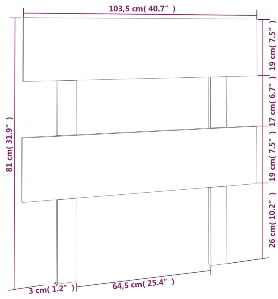 Cabeceira de cama 103,5x3x81 cm pinho maciço cinzento
