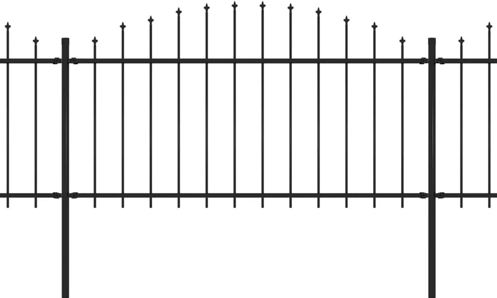 Cerca de jardim com topo em lanças (1,25-1,5)x5,1 m aço preto