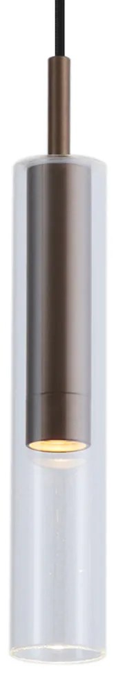 Foco moderno bronze escuro com vidro transparente para sistema de calha monofásico - Slimline Loyce