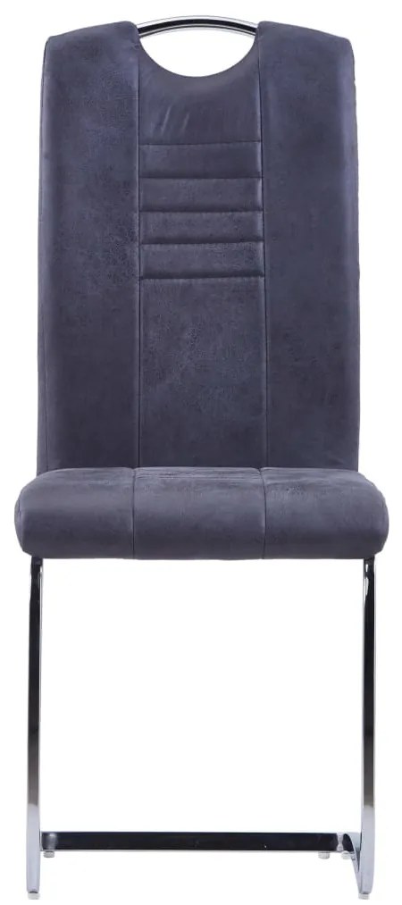 7 pcs conjunto de jantar camurça artificial cinzento