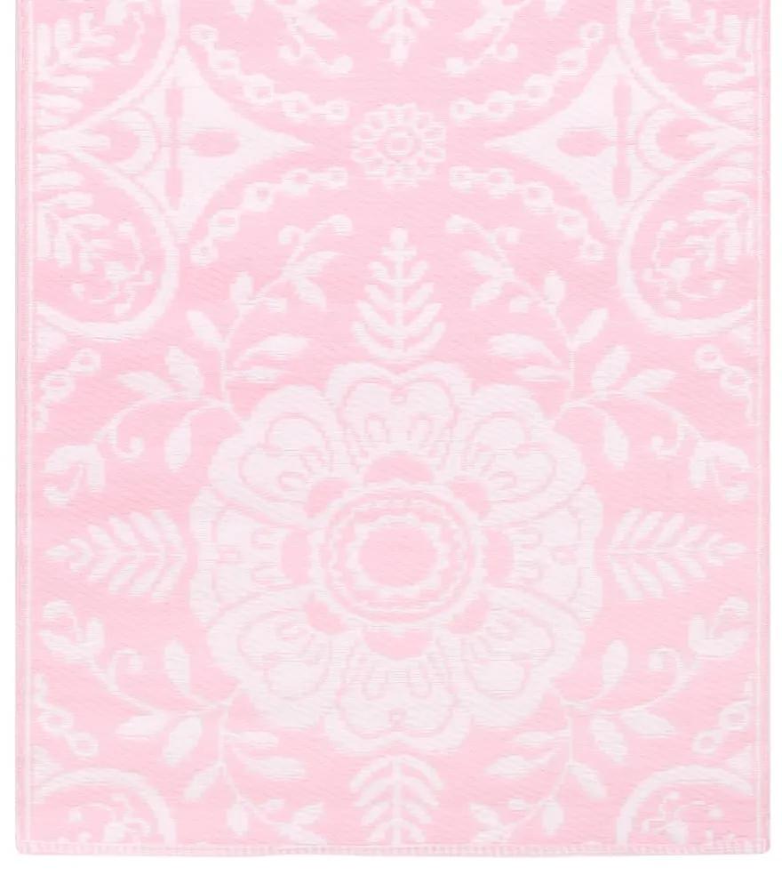 Tapete de exterior 160x230 cm PP cor-de-rosa