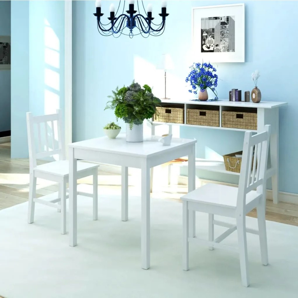 242955 vidaXL Conjunto de jantar 3 pcs madeira de pinho branco