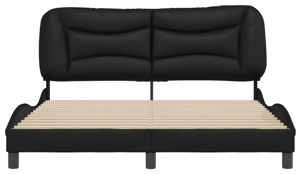 Estrutura cama c/ cabeceira 160x200 cm couro artificial preto