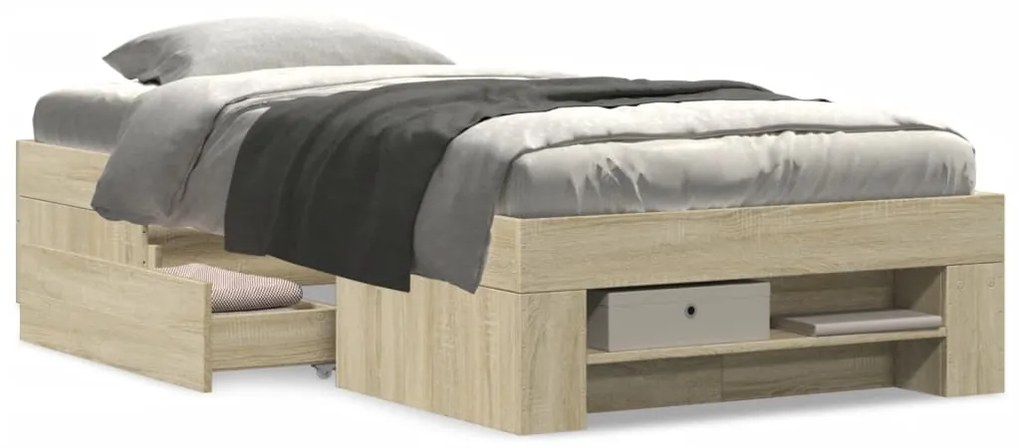 Estrutura cama s/ colchão derivados de madeira carvalho sonoma