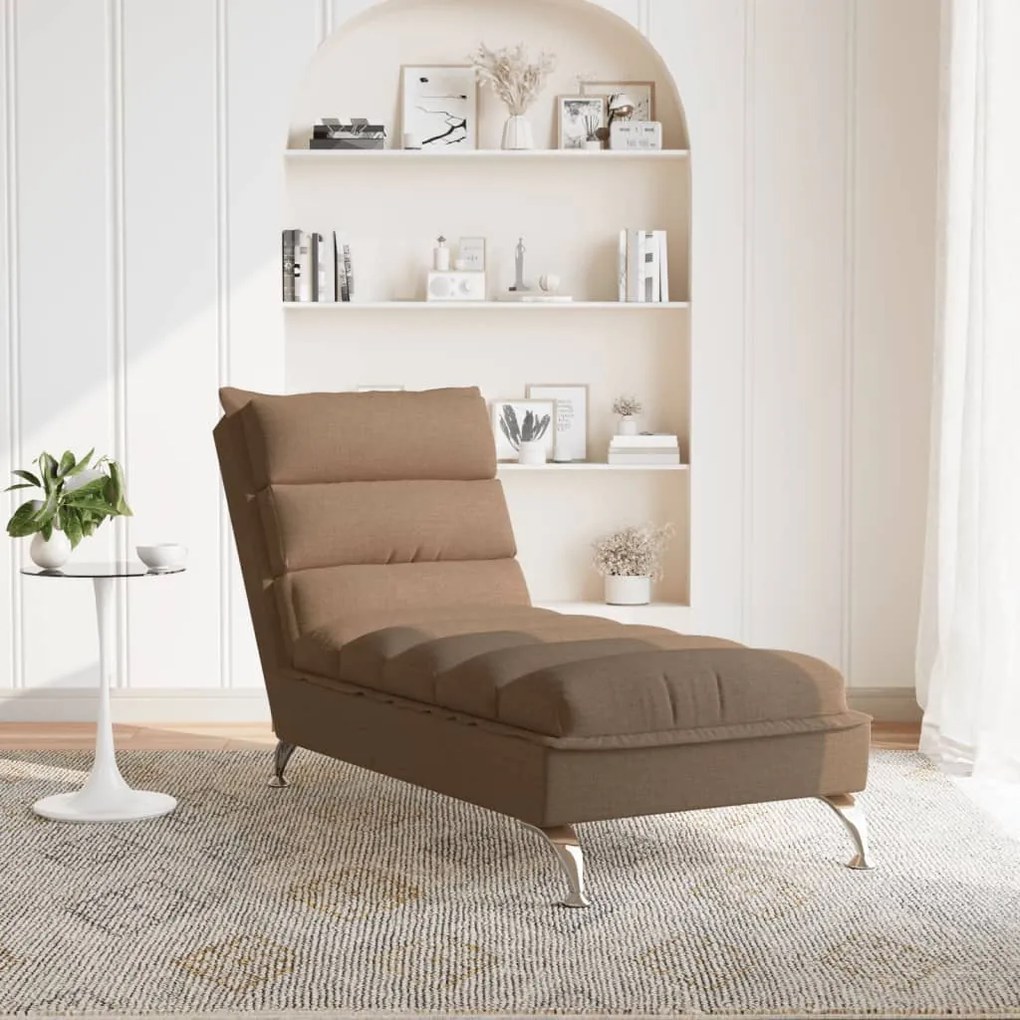 Chaise lounge com almofadões tecido castanho