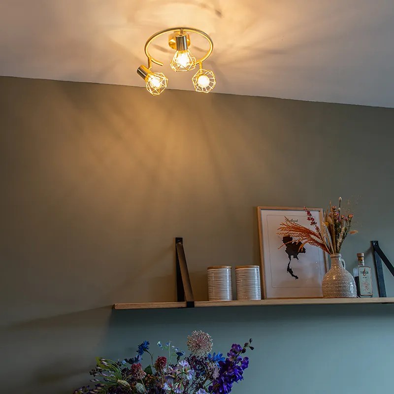 Projetores Art Déco ajustáveis e inclináveis em latão 3 luzes - Mosh