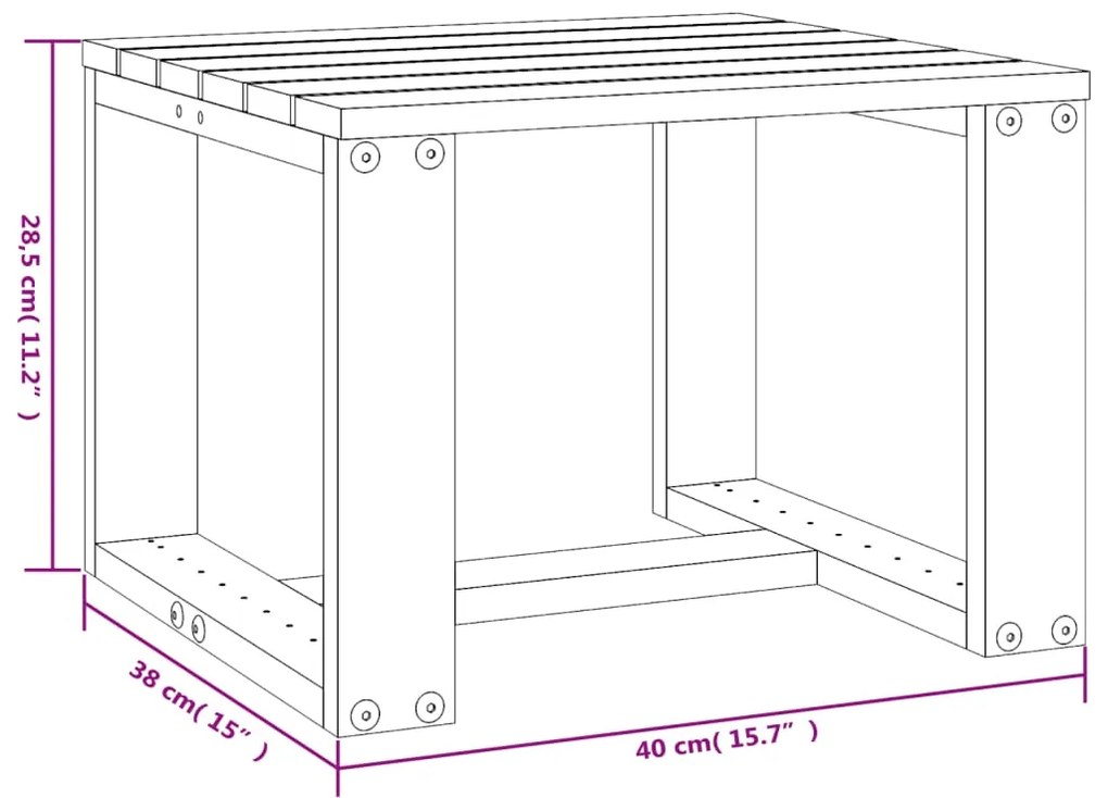 Mesa de apoio p/ jardim 40x38x28,5 cm pinho maciço castanho-mel