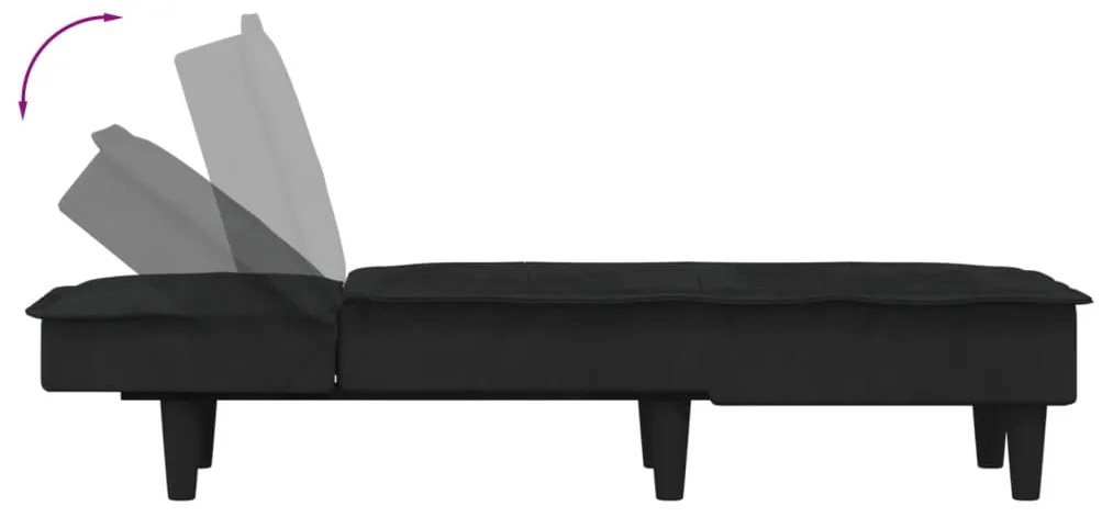 Chaise longue veludo preto