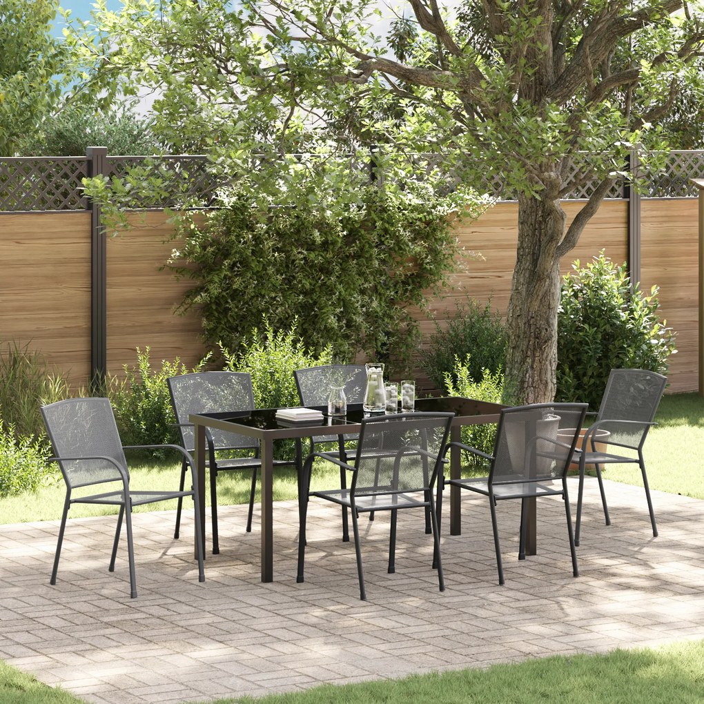 vidaXL Conjunto de Jantar de Jardim 7 Peças Aço Antracite