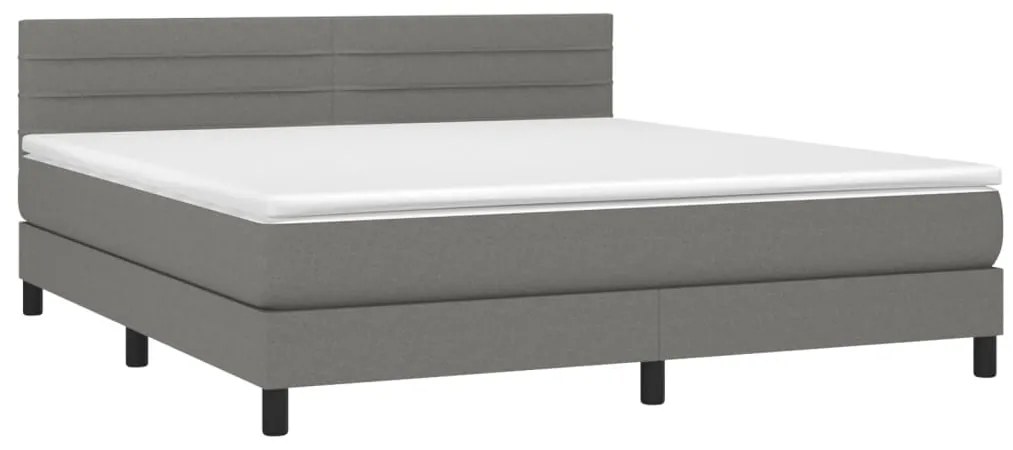 Cama com molas/colchão 160x200 cm tecido cinzento-escuro