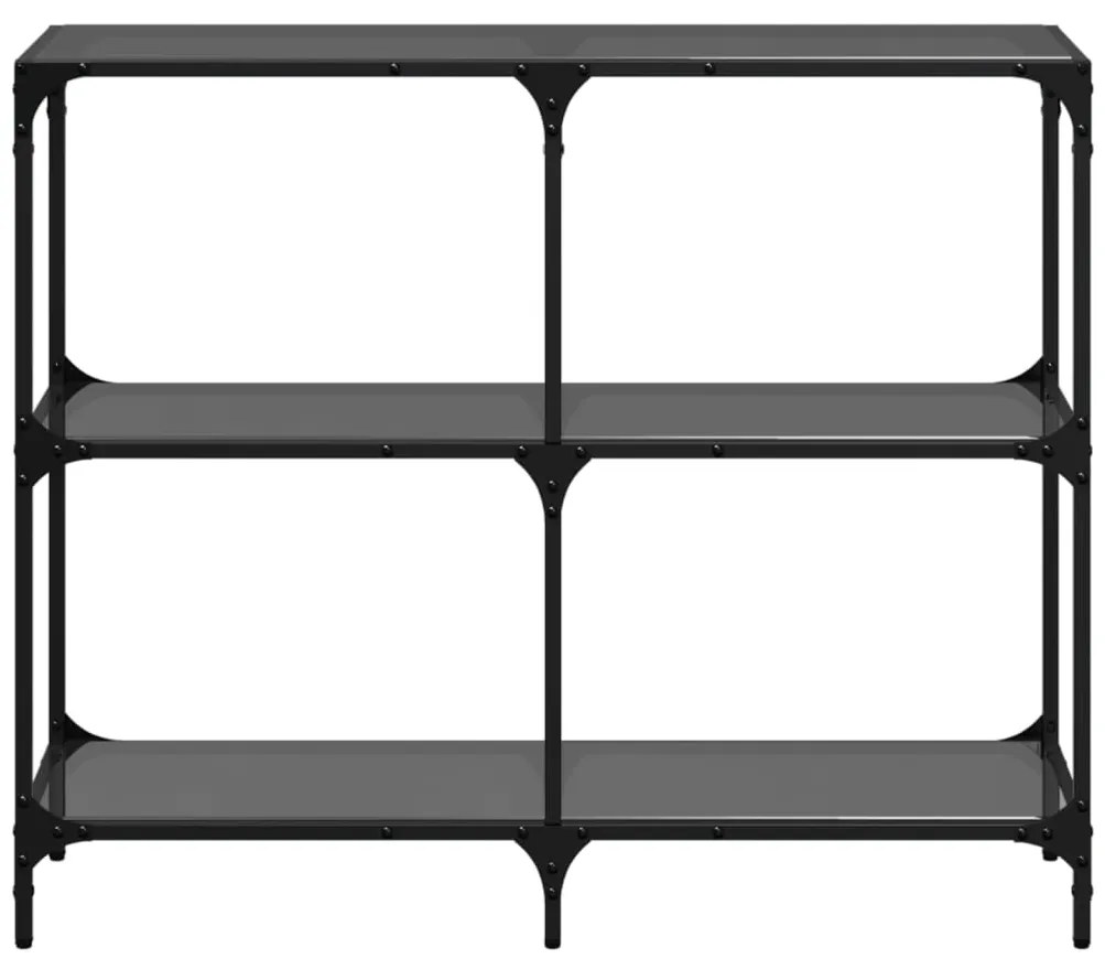 Mesa consola com tampo em vidro preto 98x30x81 cm aço