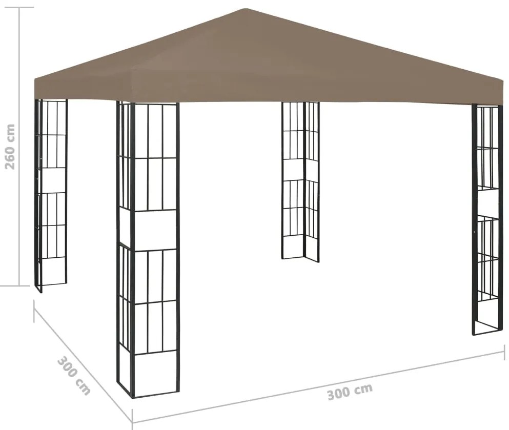 Gazebo 3x3 m cinzento-acastanhado