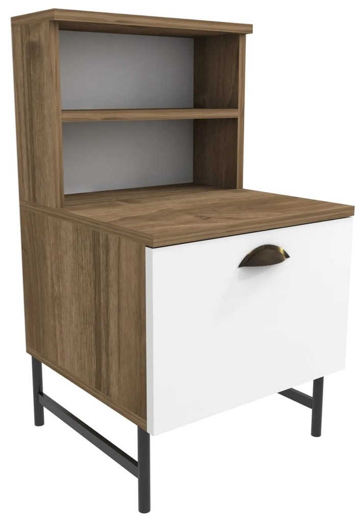 Mesa de Cabeceira Cressi – Cor Nogueira Branca – 45x83x22,5 cm