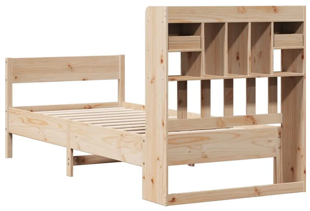 Cama com estante sem colchão 75x190 cm pinho maciço
