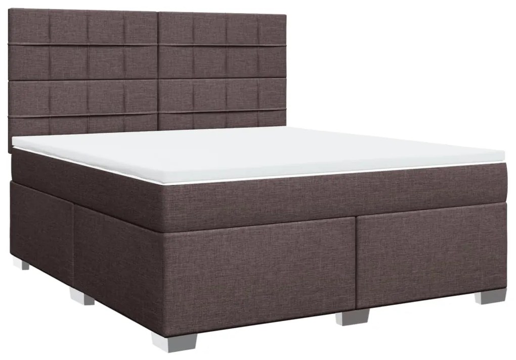 Cama com molas/colchão 180x200 cm tecido castanho-escuro