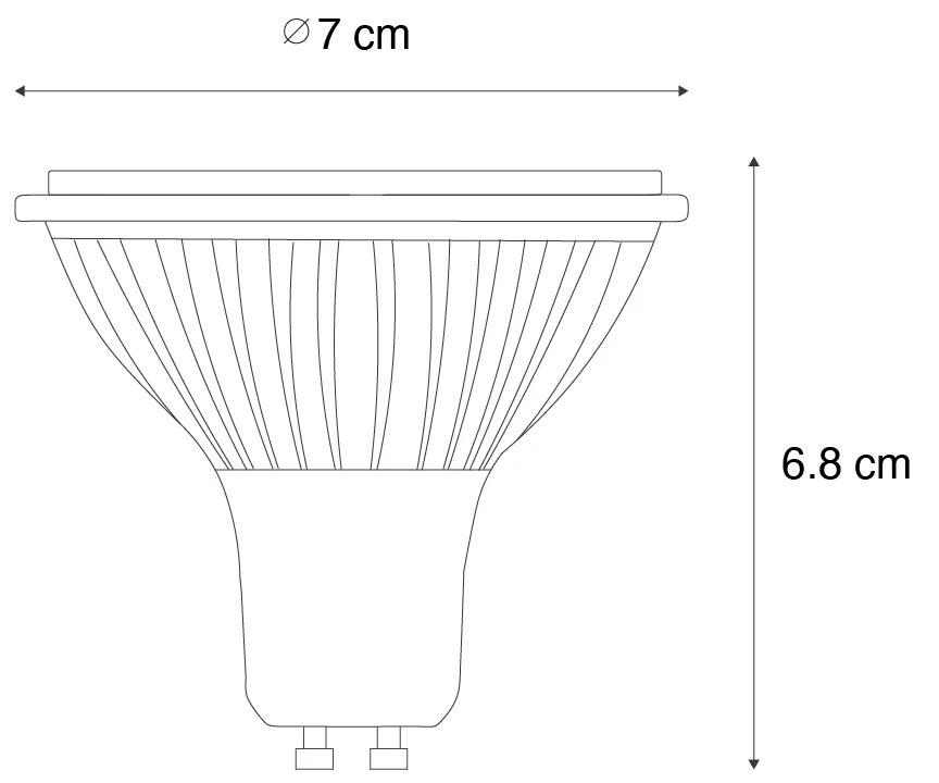 Conjunto de 5 Lâmpada LED regulável GU10 70mm 6.5W 600LM 4000K