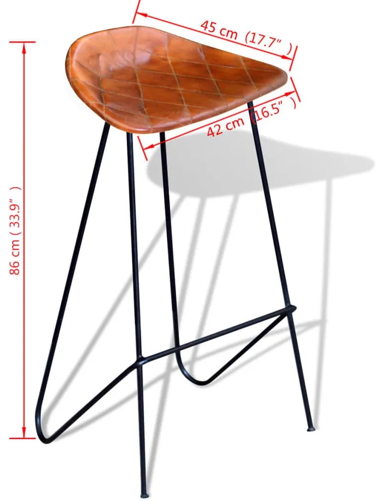 Cadeiras de bar 2 pcs couro genuíno preto e castanho
