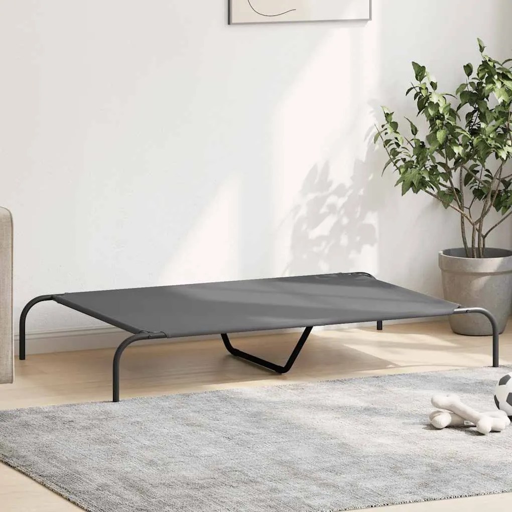Cama para cães elevada 130x80x20cm tecido oxford e aço cinzento