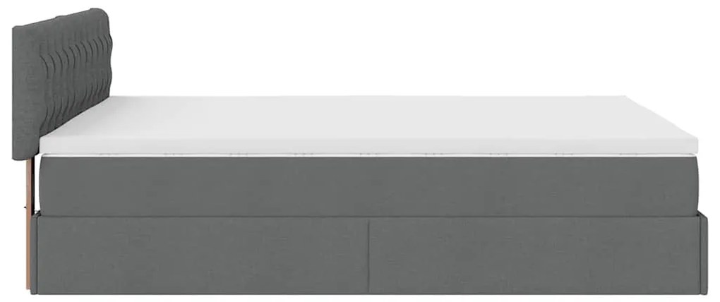 Cama otomana com colchão 140x200 cm tecido cinzento escuro